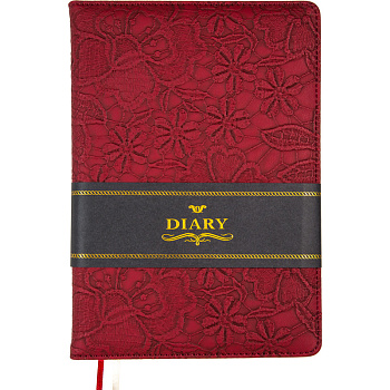 Ежедневник недатированный А5 deVENTE Diana, под кожу, бордовый, 136л