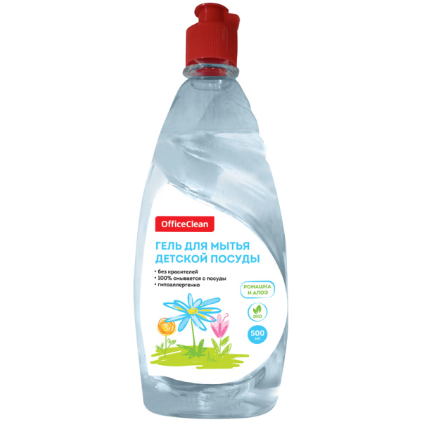 Средство для мытья детской посуды 500мл OfficeClean Ромашка и алоэ, гель