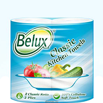 Полотенца бумажные Belux Classic 2-х слойные, спайка 2шт, белые