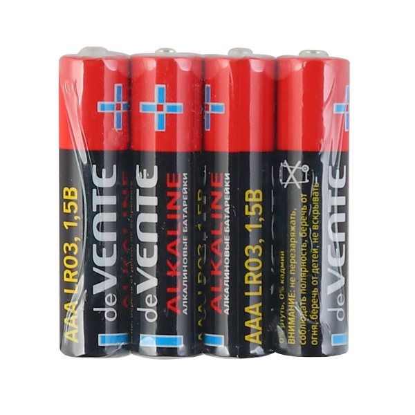 Батарейка AAA (мизинчиковые) LR03-алкалиновая deVENTE, 4шт в термопленке