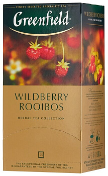 Чай пакетированный GREENFIELD Wildberries Rooibos, травяной с земляникой и клюквой, 25п*1,5г