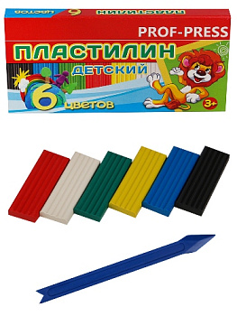Пластилин 6цв 90г PROF-PRESS, со  стеком