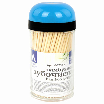 _Зубочистки бамбуковые БЕЛЫЙ АИСТ 200шт, в диспенсере