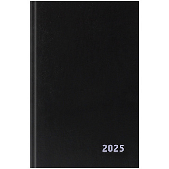 Ежедневник 2025 А5 BG, бумвинил, черный 168л