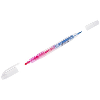 Текстовыделитель двусторонний CROWN Multi Hi-Lighter Twin 1-3мм, розовый/голубой