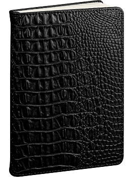 Ежедневник недатированный А5 PROF-PRESS Croco Style, под кожу крокодила, черный, 136л