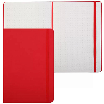 Блокнот А5 80л точка, под кожу deVENTE Soft Touch, красный