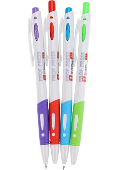 Ручка шариковая автоматическая с резиновым упором 0,7мм PROF-PRESS Bright Line СИНЯЯ, ассорти