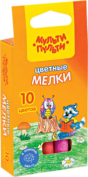 Мел цветной, НАБОР 10шт, 10 цветов Мульти-Пульти Енот на опушке леса, круглый
