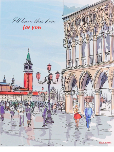 Тетрадь на кольцах А5+, 100л, обложка картон, клетка PROF-PRESS Оживленная площадь