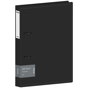 Папка на 2 кольцах, корешок 40мм, пластик 0,7мм, Berlingo Soft Touch, черная