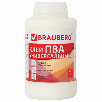 Клей ПВА 1кг универсальный BRAUBERG
