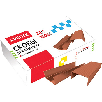 Скобы для степлера №24/6 1000шт до 30л deVENTE, медное покрытие