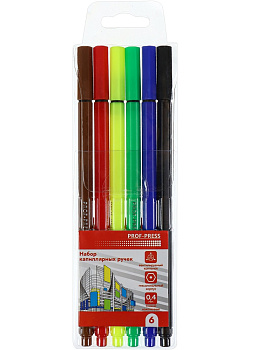 Набор капиллярных ручек (линеров) PROF-PRESS 6шт, ассорти