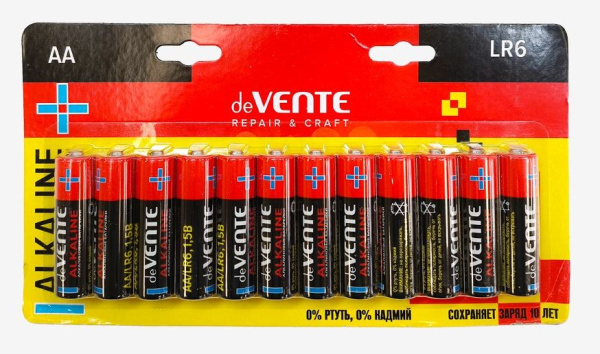 Батарейка AA (пальчиковые) LR06-алкалиновая deVENTE , 12шт на блистере