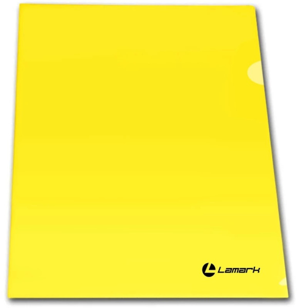 Папка-уголок A4 0,18мм, плотный пластик LAMARK, прозрачная, желтая