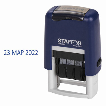 Датер-мини месяц буквами, оттиск синий 22*4мм, STAFF Printer, синий