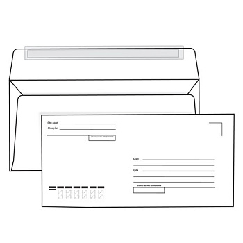 Конверт Е65 110*220мм Куда-Кому, прямой клапан, отрывная лента, внутренняя запечатка, заливка 1шт