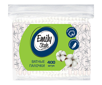 Палочки ватные 400шт Emily Style, полиэтиленовый пакет