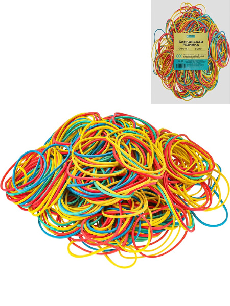 Резинки банковские универсальные 500гр WorldOffice, диаметр 60мм, ассорти