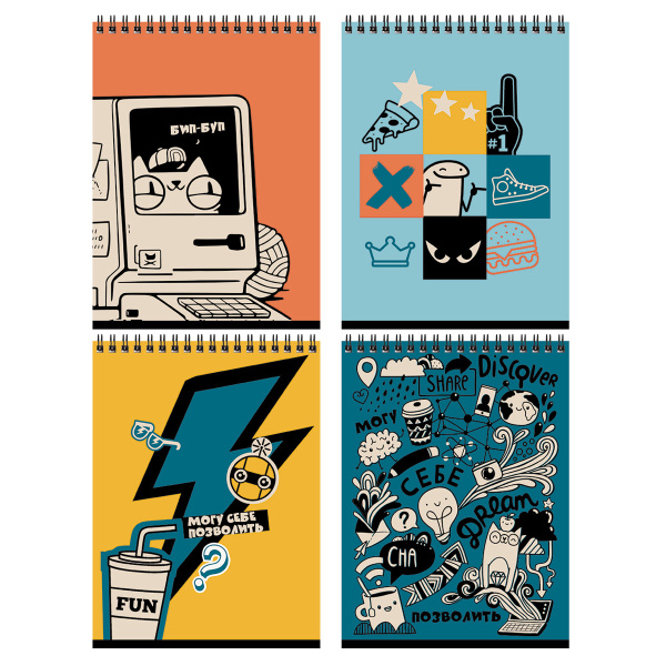 Блокнот А5 60л клетка, гребень BG Могу позволить, ассорти