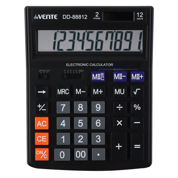 Калькулятор 12 разрядов deVENTE DD-88812, 145_190мм, двойное питание