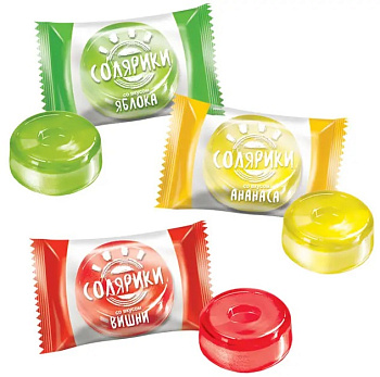 Карамель СОЛЯРИКИ, ассорти (яблоко, ананас, вишня), 1кг