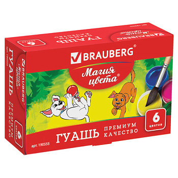 Гуашь 6 цветов по 20мл BRAUBERG Магия цвета