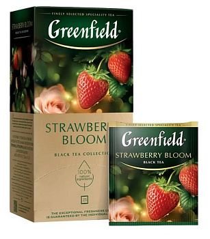 Чай пакетированный GREENFIELD Strawberry Bloom, черный с клубникой и гибискусом, 25п*1,5г