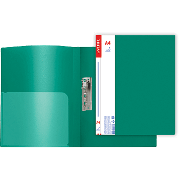 Папка с зажимом deVENTE Daily, плотный пластик 0,6мм, внутр. и торц. карман, зеленая