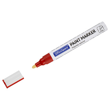 Маркер-краска лаковый (paint marker) OfficeSpace 4мм, нитро-основа, красный