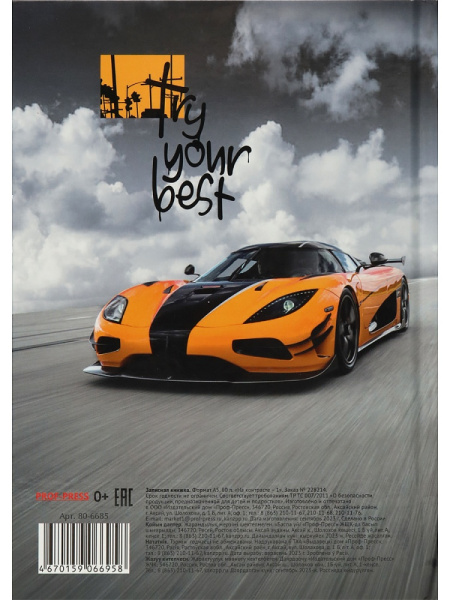 4_Блокнот А5 80л клетка, твердый переплет PROF-PRESS На контрасте-1, ламинированная обложка