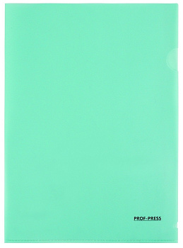 Папка-уголок A4 0,18мм, плотный пластик PROF-PRESS, зеленая
