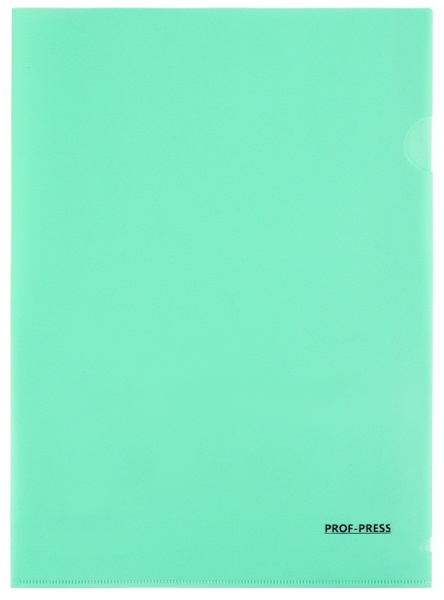 4_Папка-уголок A4 0,18мм, плотный пластик PROF-PRESS, зеленая