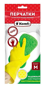 Перчатки латексные M без х/б напыления KOMFI