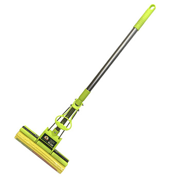 Швабра самоотжимная, роликовый отжим, насадка PVA 26см, металлическая ручка 110см Умничка