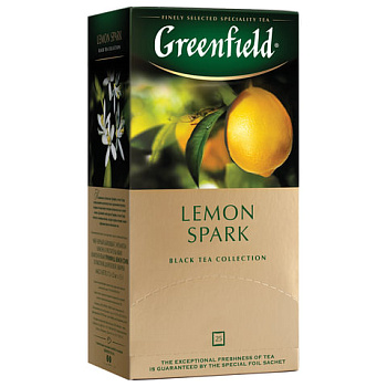 Чай пакетированный GREENFIELD Lemon Spark, черный, со вкусом лимона, 25п*2г, 0711
