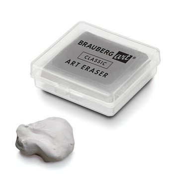 Ластик-клячка художественный 40*36*10мм BRAUBERG Art Classic в футляре, супермягкий, серый