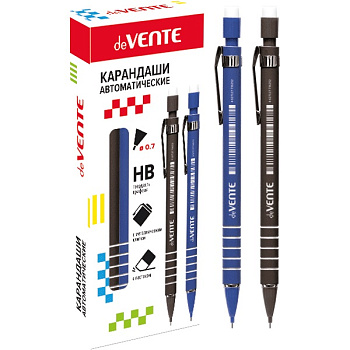 Карандаш механический 0,7мм deVENTE, ластик, корпус soft-touch, ассорти