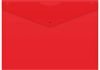 Папка-конверт на кнопке А4 0,18мм БЮРОКРАТ, непрозрачная, красная