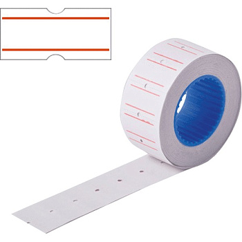 Этикет-лента 21*12мм белая 600шт прямоугольная с красными полосками deVENTE