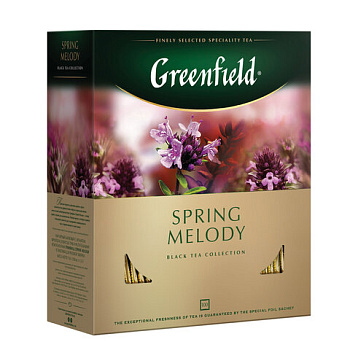 Чай пакетированный GREENFIELD Spring Melody, черный с чабрецом, 100п*1,5г