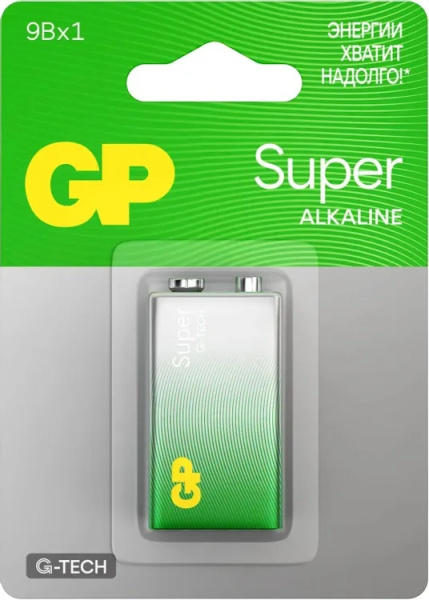 Батарейка (крона) 6LR61-алкалиновая 9V GP Super G-Tech, 1шт на блистере