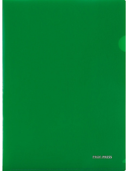Папка-уголок A4 0,18мм, плотный пластик PROF-PRESS, ярко-зеленая