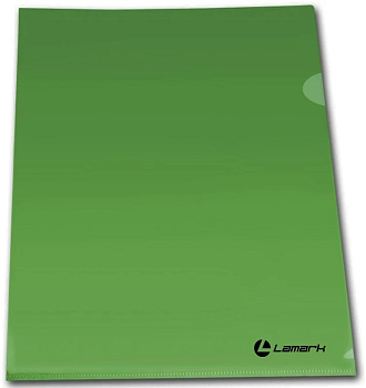 Папка-уголок A4 0,18мм, плотный пластик LAMARK, прозрачная, зелёная
