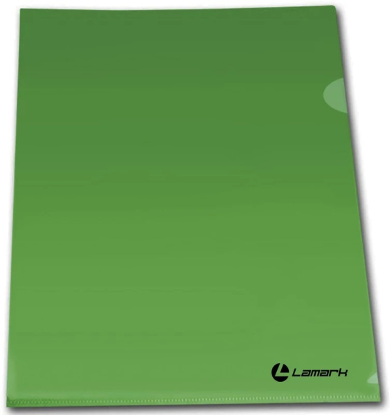 Папка-уголок A4 0,18мм, плотный пластик LAMARK, прозрачная, зеленая