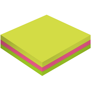 Блок самоклеящийся (стикеры) 76*76мм, 150л, неоновый, 3 цвета КМ