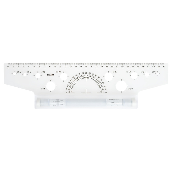 2_Линейка-рейсшина 30см металлический ролик, с транспортиром СТАММ ЛР-30478