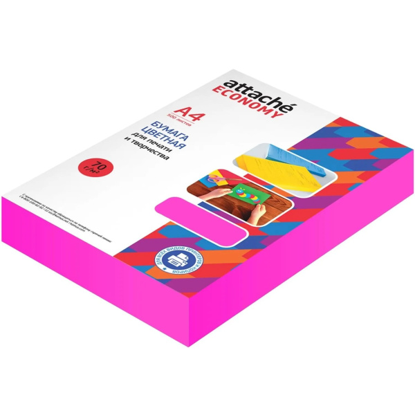 3_Бумага цветная А4 70 г_м2 розовая неон (Cyber Pink №342) 500л Attache Economy