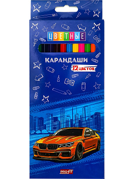 Карандаши цветные 12 цветов PROFIT Спорткар